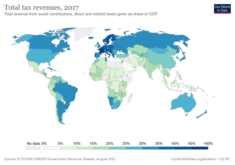 Total tax revenues, 2017