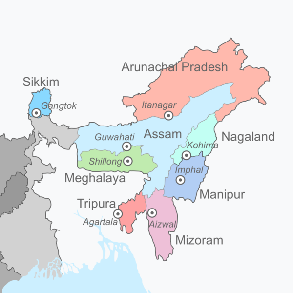 Map of Northeast India 