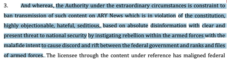 paragraph 3 of PEMRA’s show-cause notice to ARY News