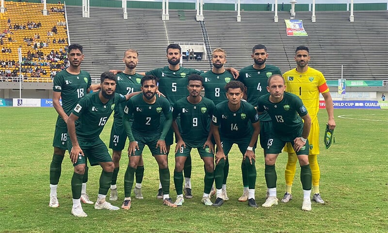 Pakistan's football team after defeating Cambodia 1-0
