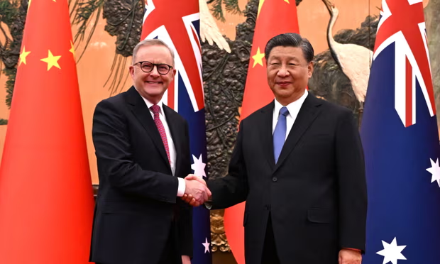 The Prime minister of Australia Anthony Albanese meets with President Xi Jinping of China at the Great Hall of the People in Beijing. 