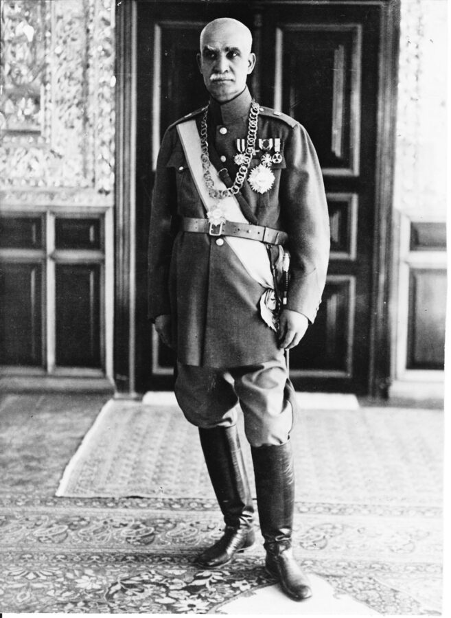 Reza Shah Pahlavi in his office (Green Palace) at Saadabad Palace complex, 1941