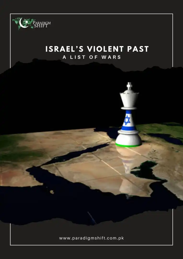 The first part of an infographic showing Israel's violent past by listing down the wars that Israel has been involved in. 