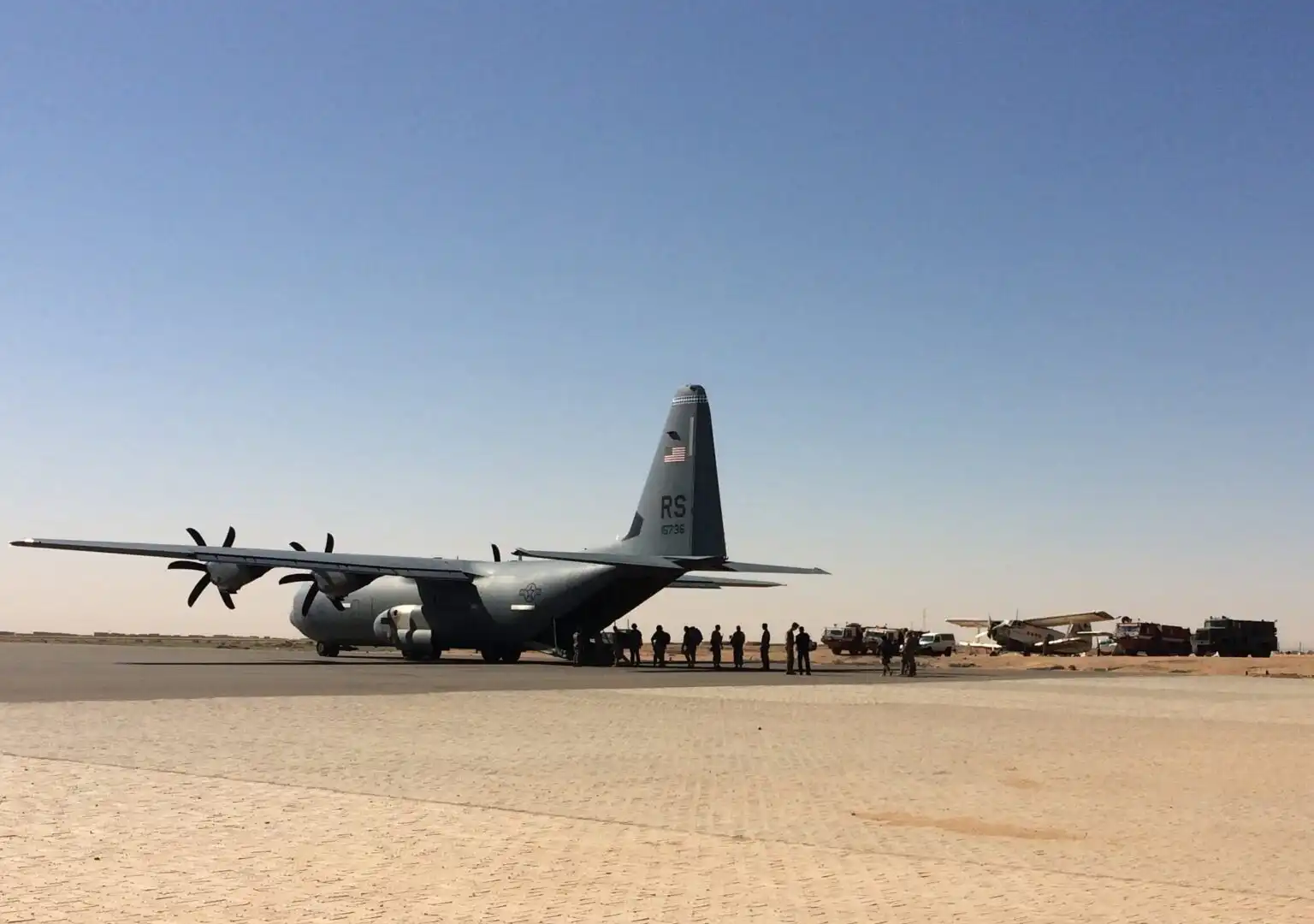 US Air Force Lockheed C-130 Hercules at Agadez's Mano Dayak Airport, Niger
