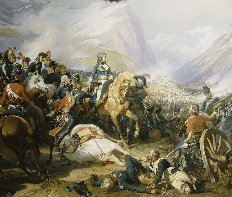 Bonaparte defeating the Austrians at the Battle of Rivoli in 1797