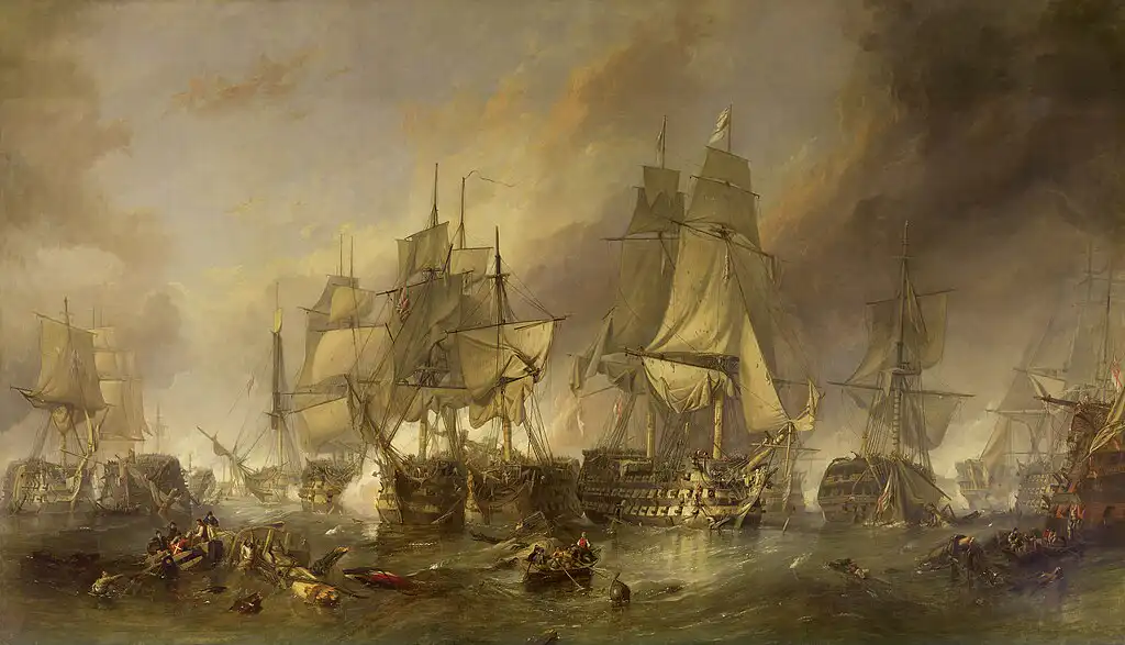 The Battle of Trafalgar by William Clarkson Stanfield


