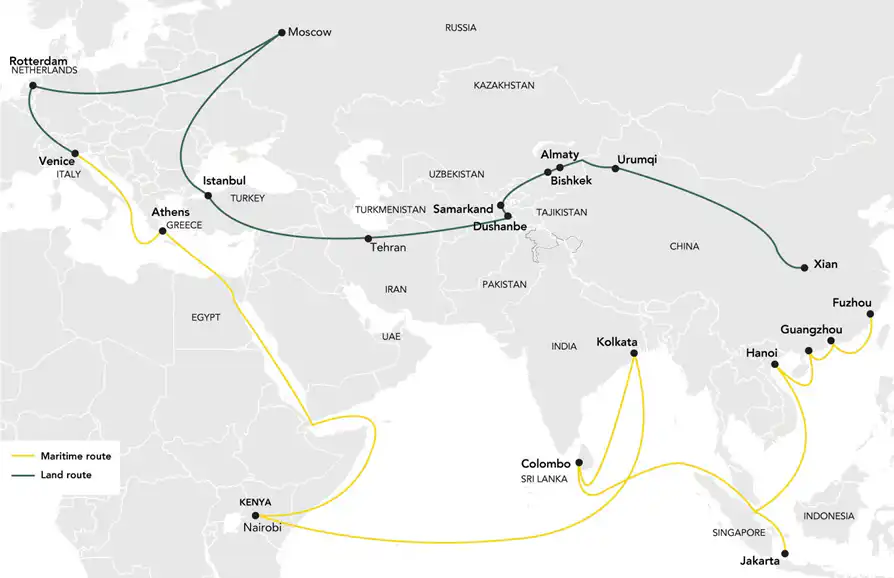 The Route of China&rsquo;s Belt and Road Initiative