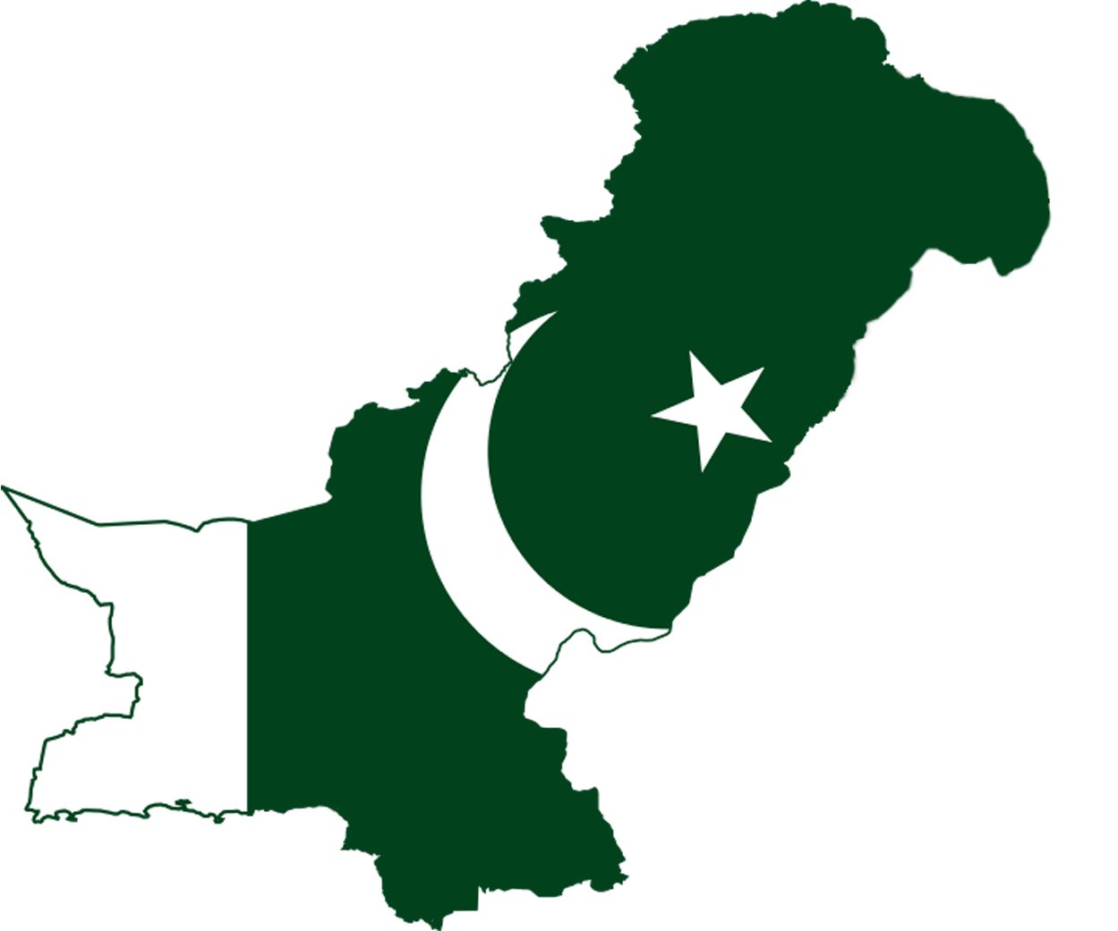Pakistan country map with the country's flag displayed on it.
