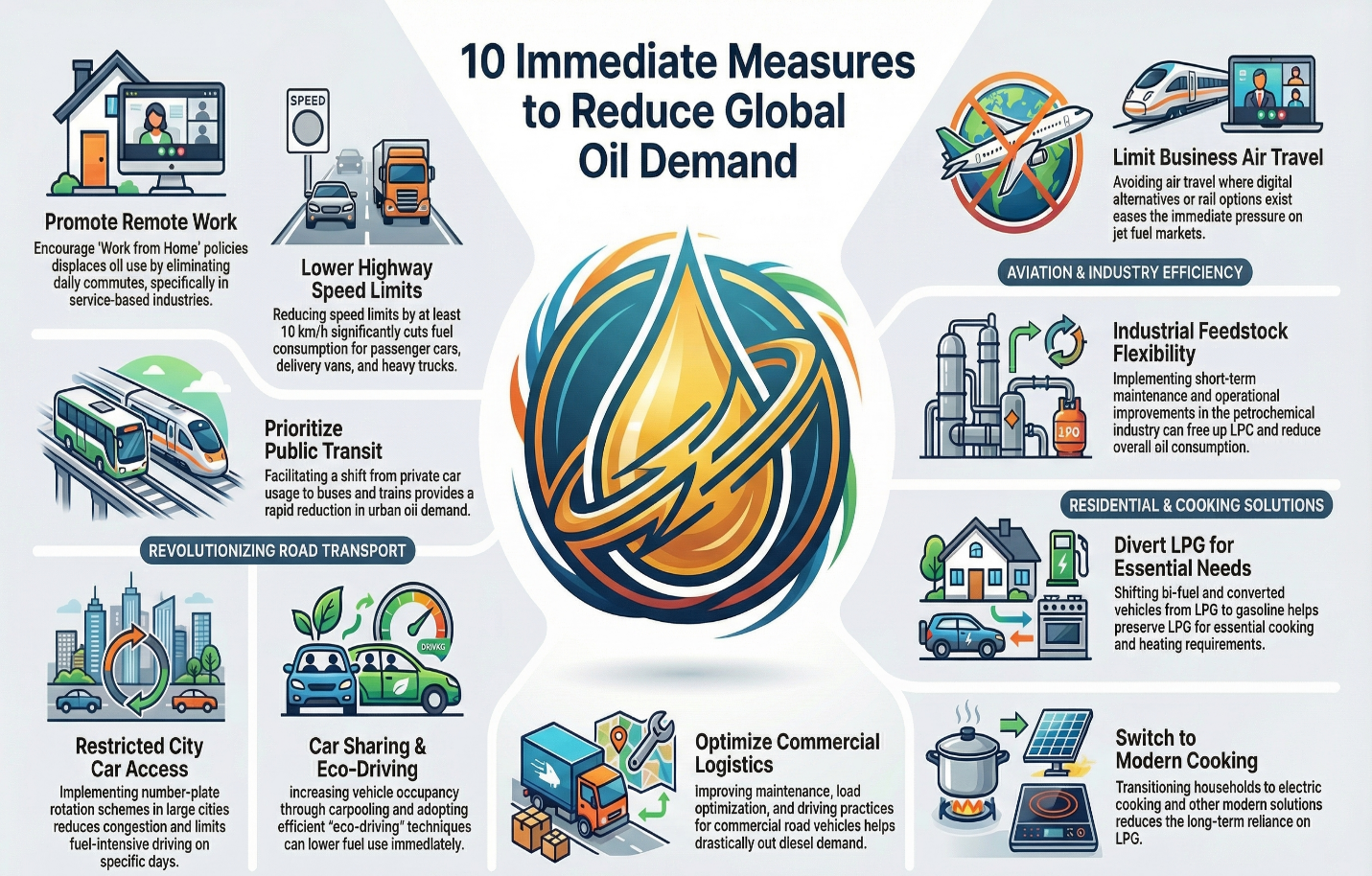 10 immediate measures to reduce global oil demand
