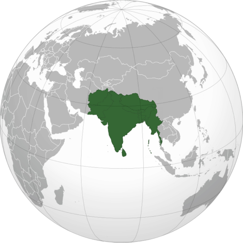 Map of Akhand Bharat depicting Afghanistan, Bangladesh, Bhutan, India, Maldives, Myanmar, Nepal, Pakistan, Sri Lanka, and Tibet