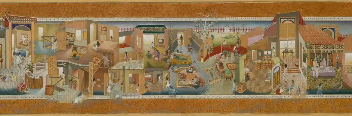 Detail of The Scroll (1989-90) by Shahzia Sikander.